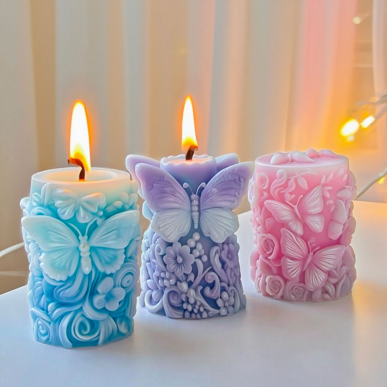 Soap Making Things - 3D Butterfly Flowers Relief Cylinder Candle